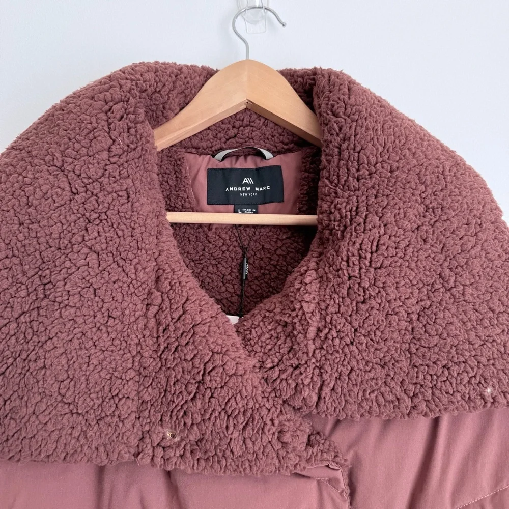 Andrew Marc Women's Valencia Water Resistant Faux Shearling Lined Puffer Jacket - Picture 3 of 10